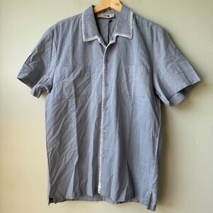 Cove Blue Mens Short Sleeve Button Down Shirt‎ Casual Vacation Summer Medium